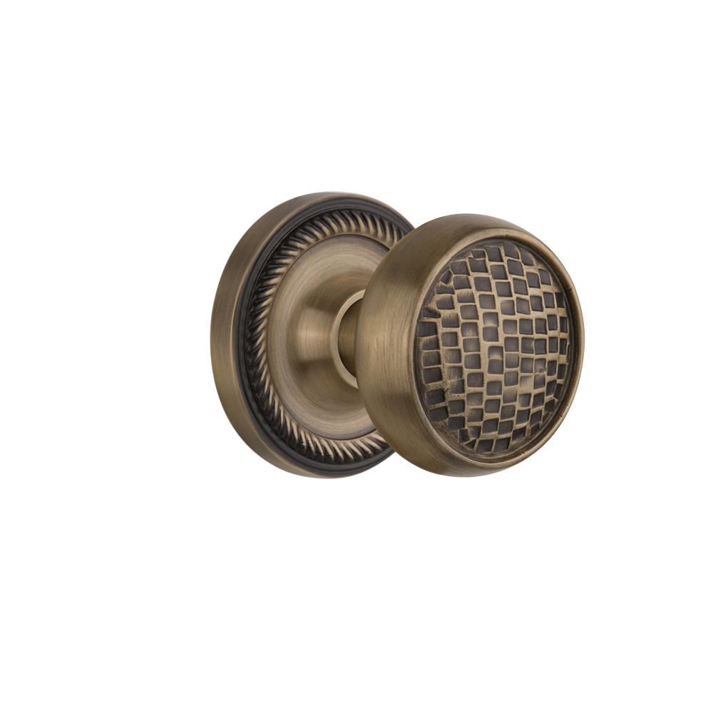 Nostalgic Warehouse ROPCRA Mortise Rope Rosette with Craftsman Knob and Keyhole in Antique Brass
